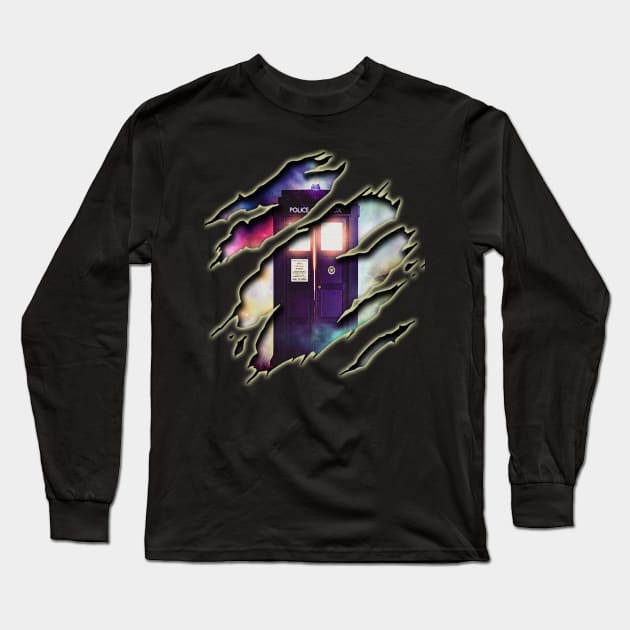 Tardis In Space Long Sleeve T-Shirt by AndrianKembara